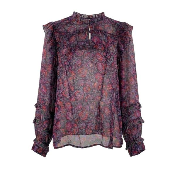 Cleobella Tops - Cleobella x Revolve Fiorella Blouse Purple Paisley Floral Ruffle Long Sleeve L